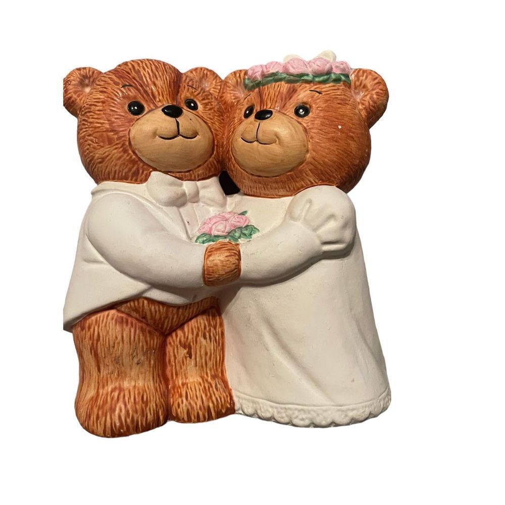 Enesco Bride & Groom Bear Cake Topper Wedding Couple Figurine Size 6" bank